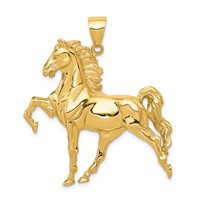14K Yellow Gold Large Solid Polished Open-Backed Horse Pendant view 1