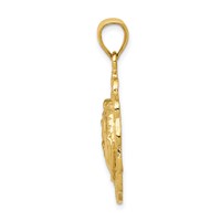 14K Solid Polished Horse Head in Horseshoe Frame Pendant view 2