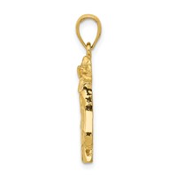 14K Yellow Gold Solid Polished Open-Backed Horse Head Pendant view 2