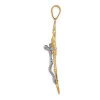 14K Two-tone Inri Fleur De Lis Crucifix Pendant view 2