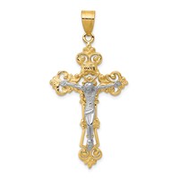14K Two-tone Inri Fleur De Lis Crucifix Pendant view 1