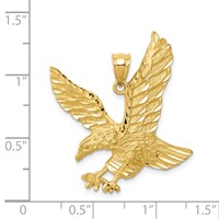 14K Yellow Gold Satin Diamond-cut Eagle Pendant view 3