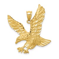 14K Yellow Gold Satin Diamond-cut Eagle Pendant view 1