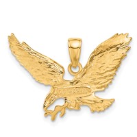 14K Solid Polished Eagle Pendant view 3