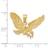 14K Solid Polished Eagle Pendant view 4