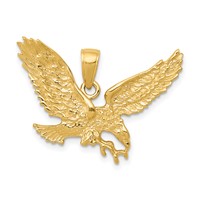 14K Solid Polished Eagle Pendant view 1