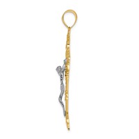 14K Two-tone Inri Fleur De Lis Crucifix Pendant view 2