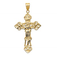 14K Two-tone Inri Fleur De Lis Crucifix Pendant view 4