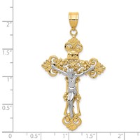 14K Two-tone Inri Fleur De Lis Crucifix Pendant view 3