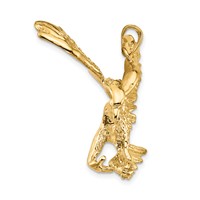 14K Yellow Gold Solid Polished Eagle Landing Pendant view 2