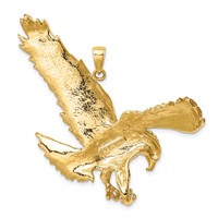 14K Yellow Gold Solid Polished Eagle Landing Pendant view 3