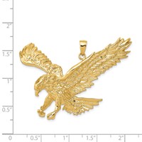 14K Yellow Gold Solid Polished Eagle Landing Pendant view 4
