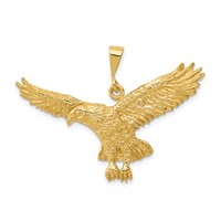 14K Yellow Gold Solid Polished Eagle Pendant view 1