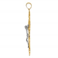 14K Two-tone Inri Fleur De Lis Crucifix Pendant view 2