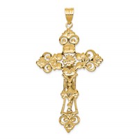14K Two-tone Inri Fleur De Lis Crucifix Pendant view 3