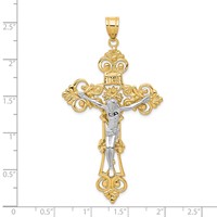 14K Two-tone Inri Fleur De Lis Crucifix Pendant view 4