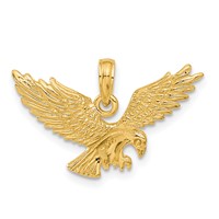 14K Solid Textured Eagle Landing Pendant view 3
