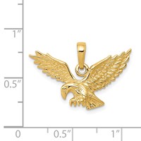 14K Solid Textured Eagle Landing Pendant view 4