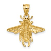 14K Yellow Gold Solid Open-Backed Bee Pendant view 3