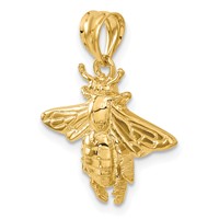 14K Yellow Gold Solid Open-Backed Bee Pendant view 5