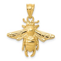14K Yellow Gold Solid Open-Backed Bee Pendant view 1