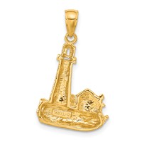 14K Yellow Gold Lighthouse Pendant view 3