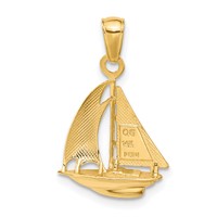 14K Yellow Gold Polished Open-Backed Sailboat Pendant view 3