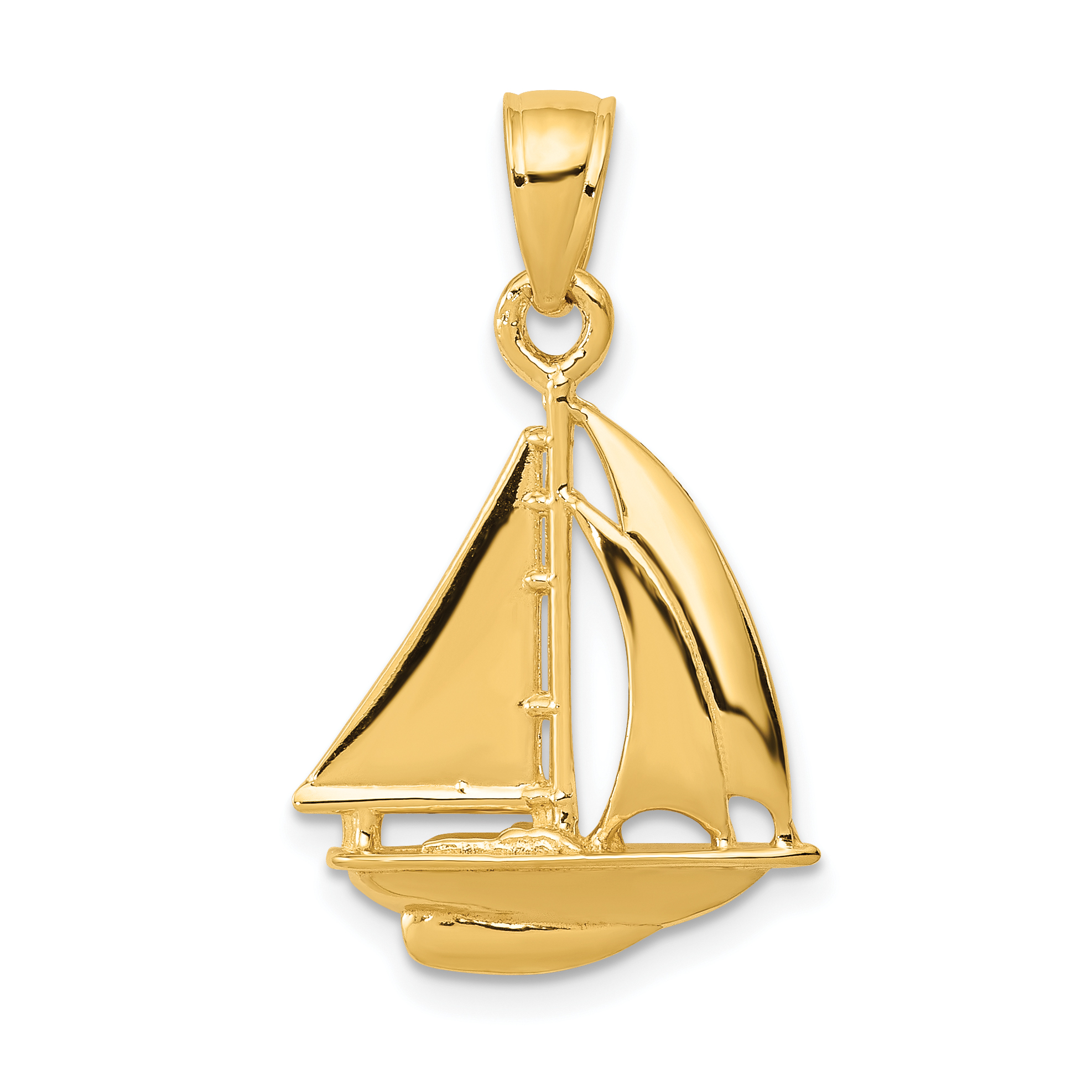 14k Polished Open-Backed Sailboat Pendant (C2469)