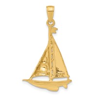 14K Yellow Gold Polished Sailboat Pendant view 3