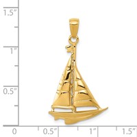 14K Yellow Gold Polished Sailboat Pendant view 4