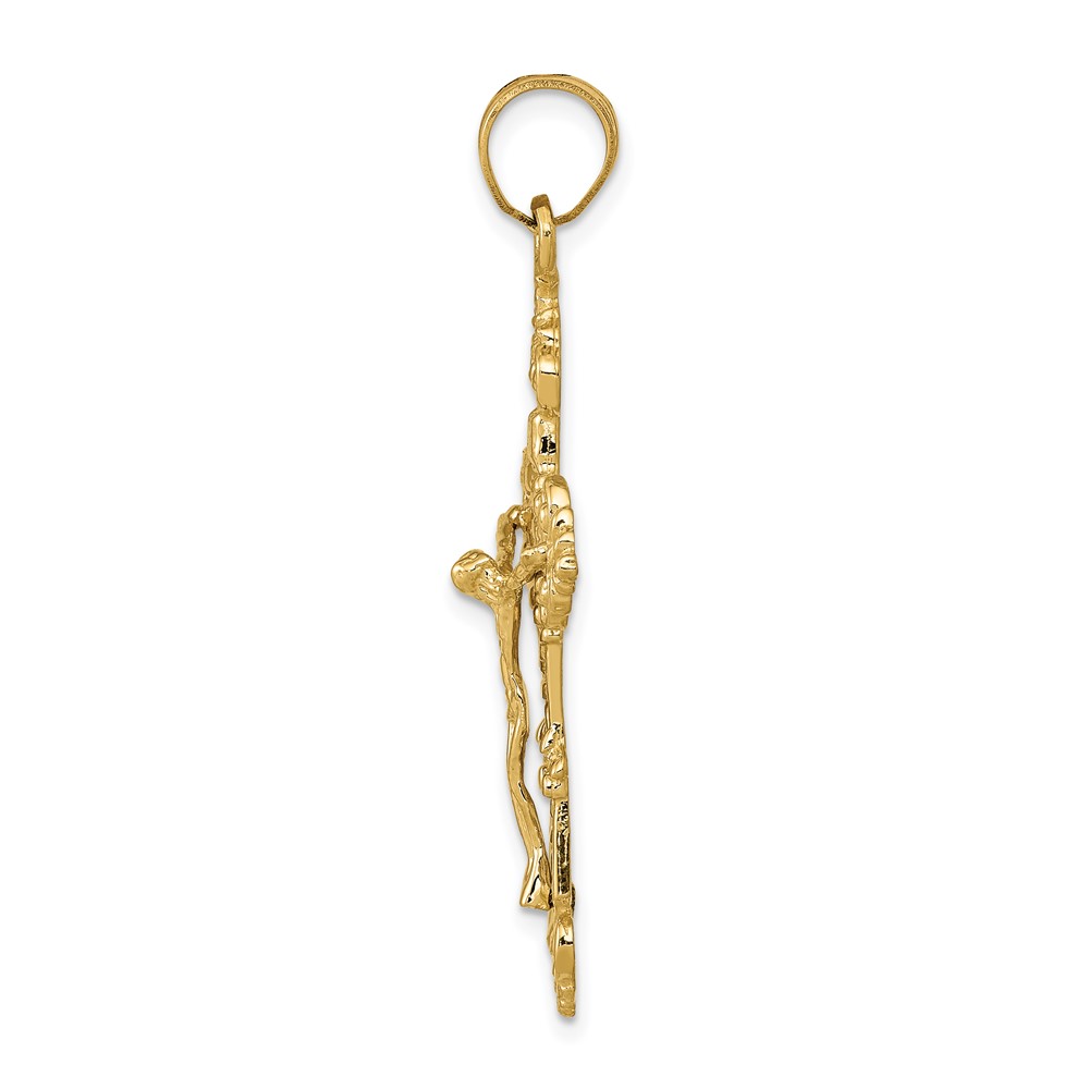 14k INRI Fleur De Lis Crucifix Pendant (C248)