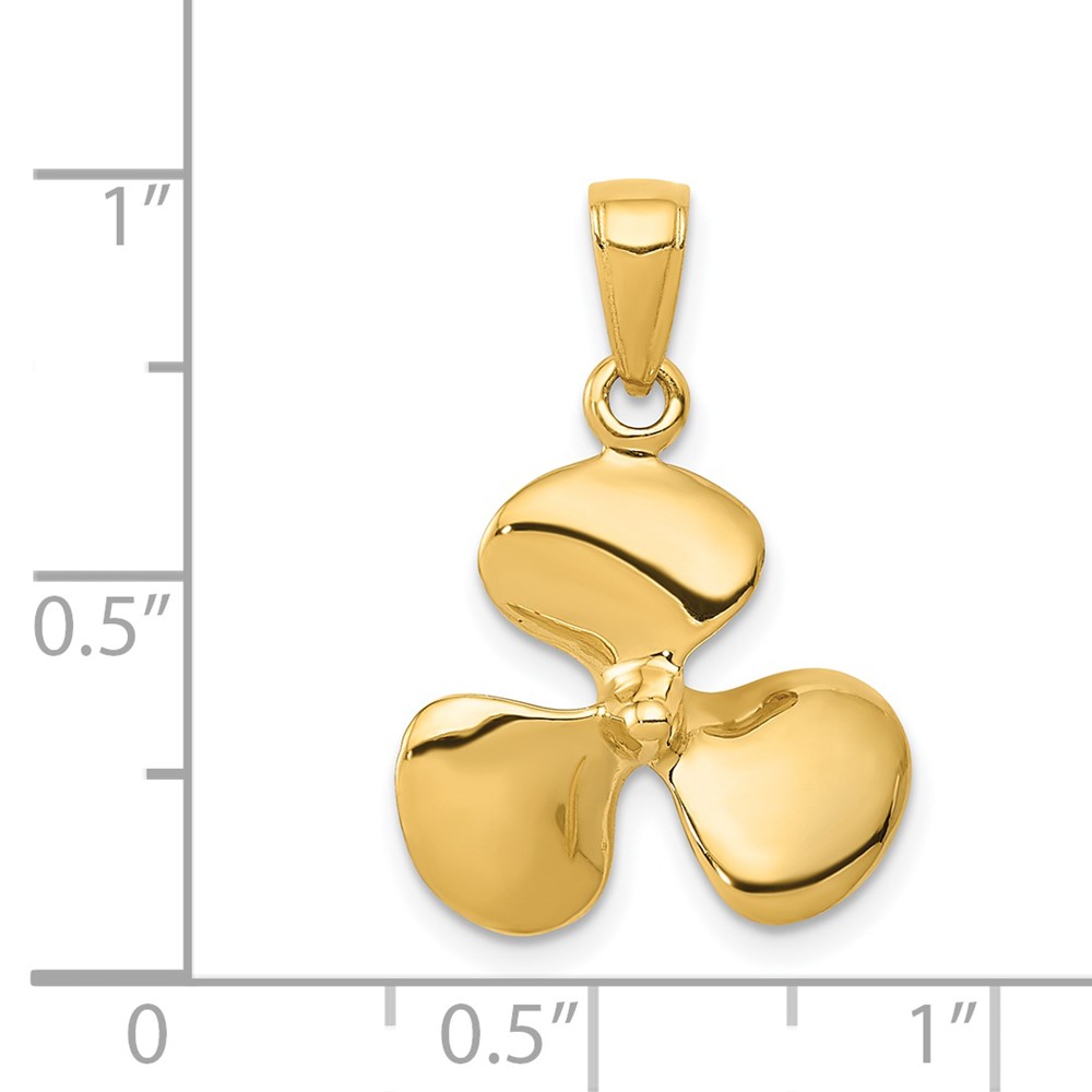 14K Polished 3-D Propeller Pendant (C2480)