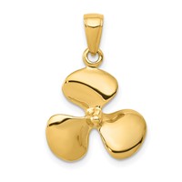14K Yellow Gold Polished 3-D Propeller Pendant view 1