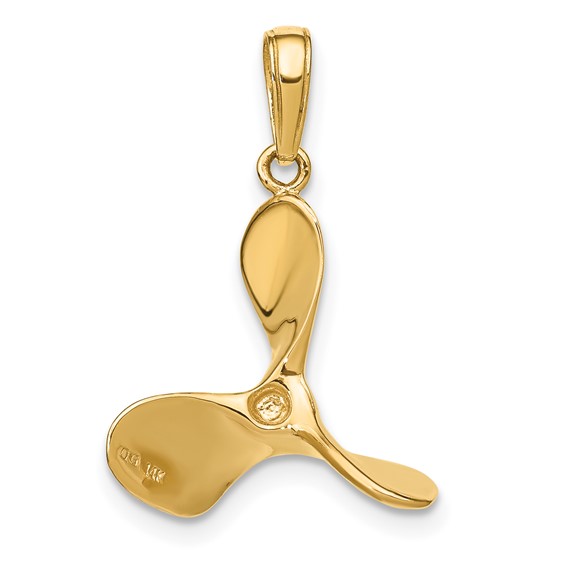 14K Polished 3-D Propeller Pendant