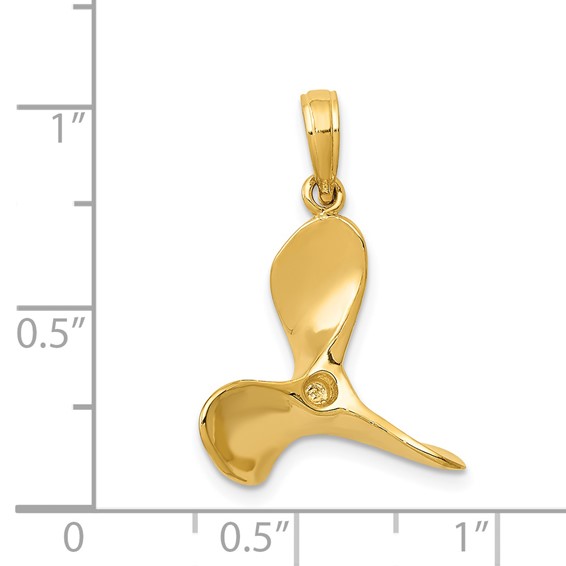 14K Polished 3-D Propeller Pendant