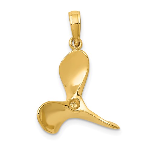 14K Yellow Gold Polished 3-D Propeller Pendant
