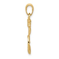 14K Yellow Gold Solid Polished Anchor Pendant with Rope view 2