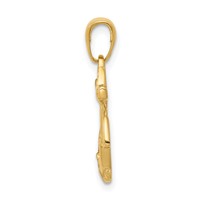 14K Yellow Gold Solid Polished Anchor Pendant with Rope view 2
