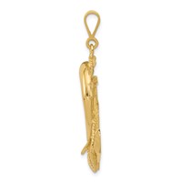 14K Yellow Gold Solid Polished Anchor Pendant with Dolphin view 2
