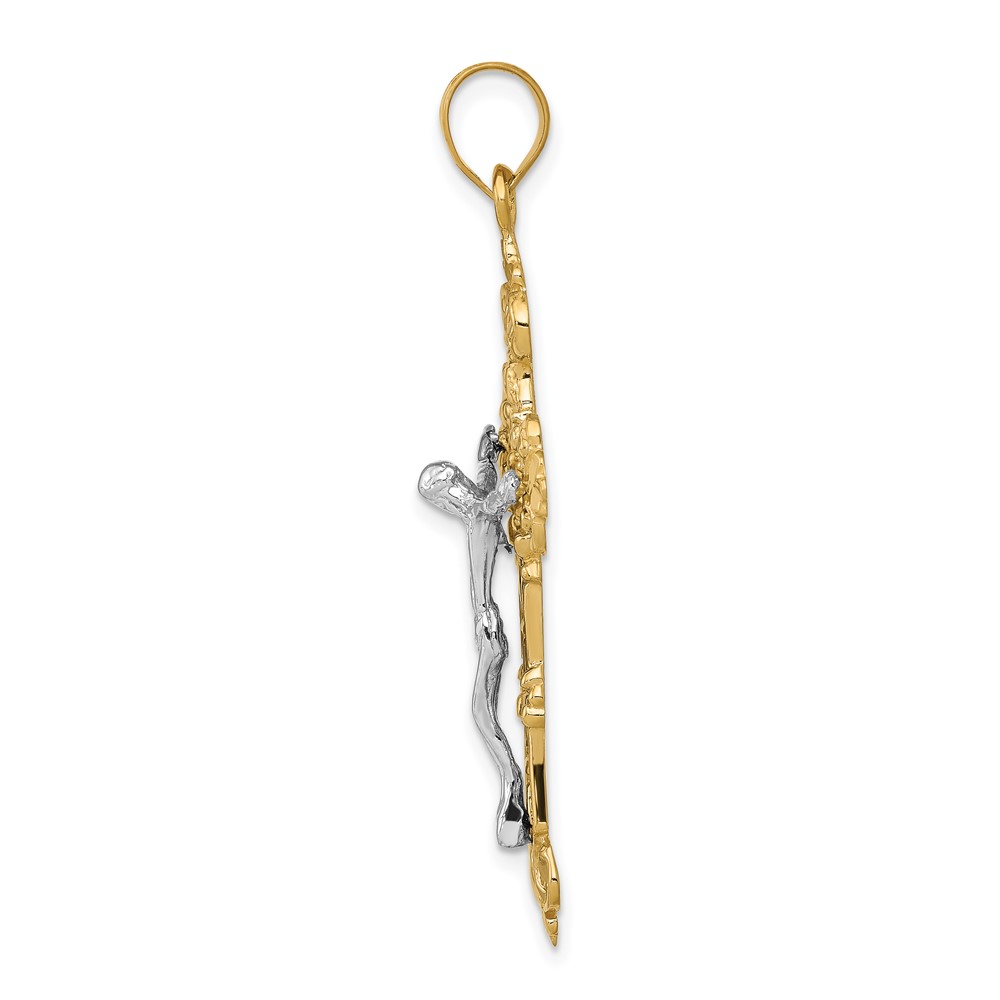 14k INRI Fleur De Lis Crucifix Pendant (C249)