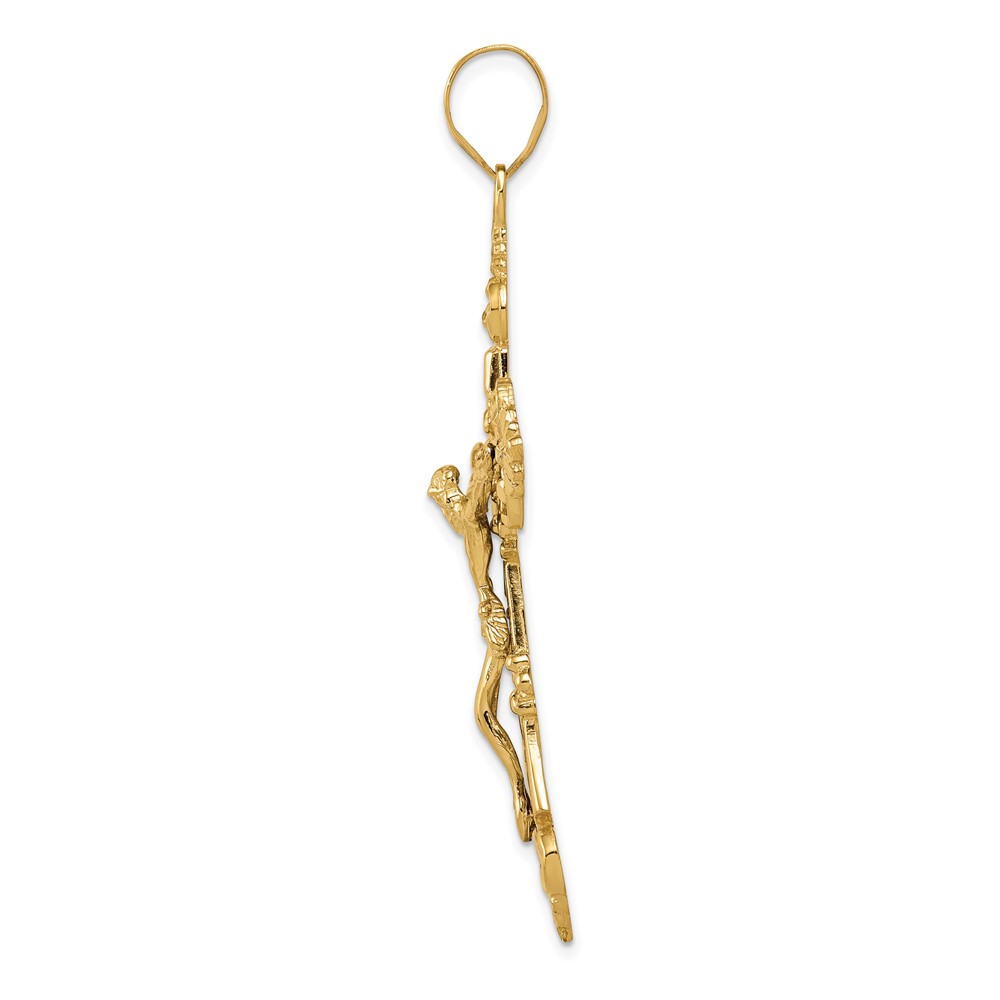 14k INRI Fleur De Lis Crucifix Pendant (C250)