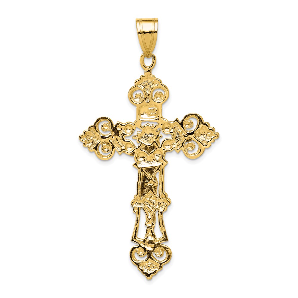 14k INRI Fleur De Lis Crucifix Pendant (C250)