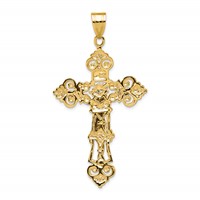 14K Yellow Gold Inri Fleur De Lis Crucifix Pendant view 4
