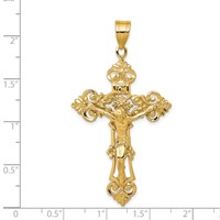 14K Yellow Gold Inri Fleur De Lis Crucifix Pendant view 3
