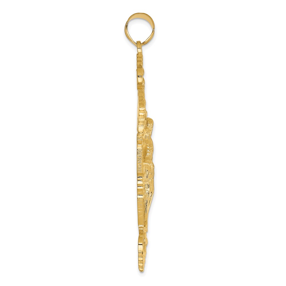 14k INRI Fleur De Lis Crucifix Pendant (C251)