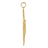 14K Yellow Gold Inri Fleur De Lis Crucifix Pendant view 2