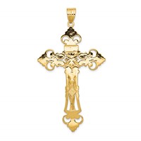 14K Yellow Gold Inri Fleur De Lis Crucifix Pendant view 4