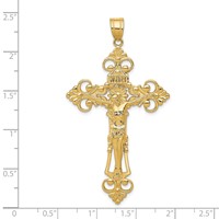 14K Yellow Gold Inri Fleur De Lis Crucifix Pendant view 3