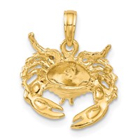 14K Yellow Gold Polished Open-Backed Crab Pendant view 3