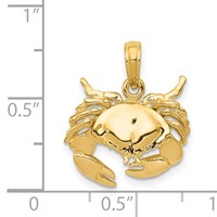 14K Yellow Gold Polished Open-Backed Crab Pendant view 4